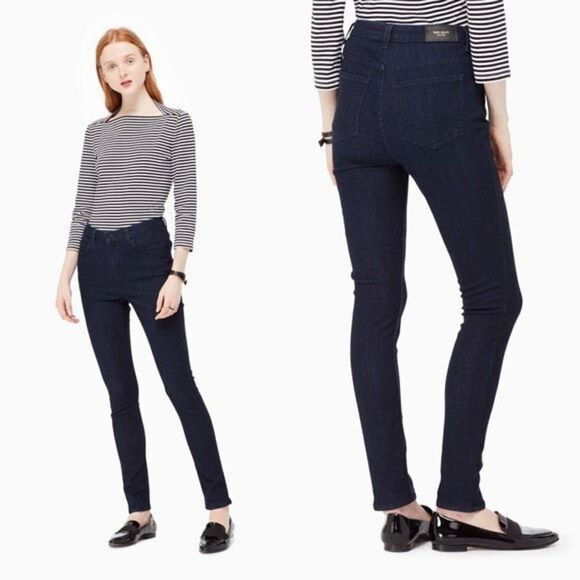 Kate Spade Saturday Night Slim Stretch Dark Wash Ankle Jeans 24 - Picture 1 of 13